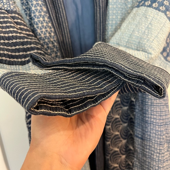 Johnny Was Indigo Mixup Quilted Kimono embroidered Jacket Duster Boho Sz XL - Picture 9 of 15